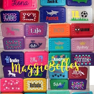 Personalized Pencil Box School supplies Plastic Kids Back to Crayon marker Scissors storage monogram teacher classroom cubbie