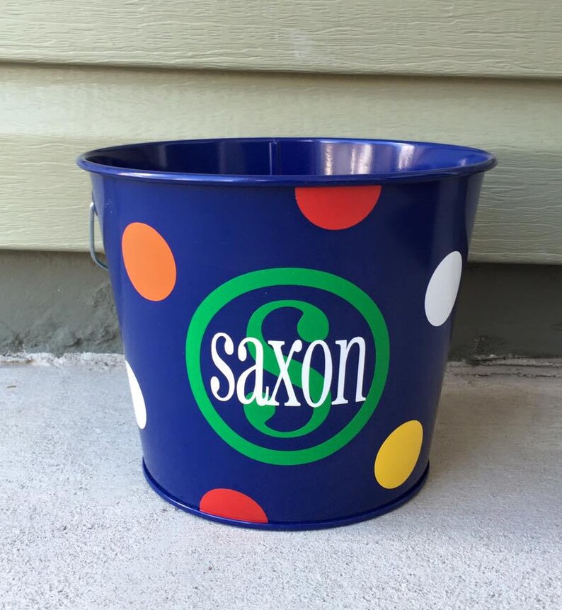 Personalized metal PAIL bucket monogram Initial galvanized tin Etsy