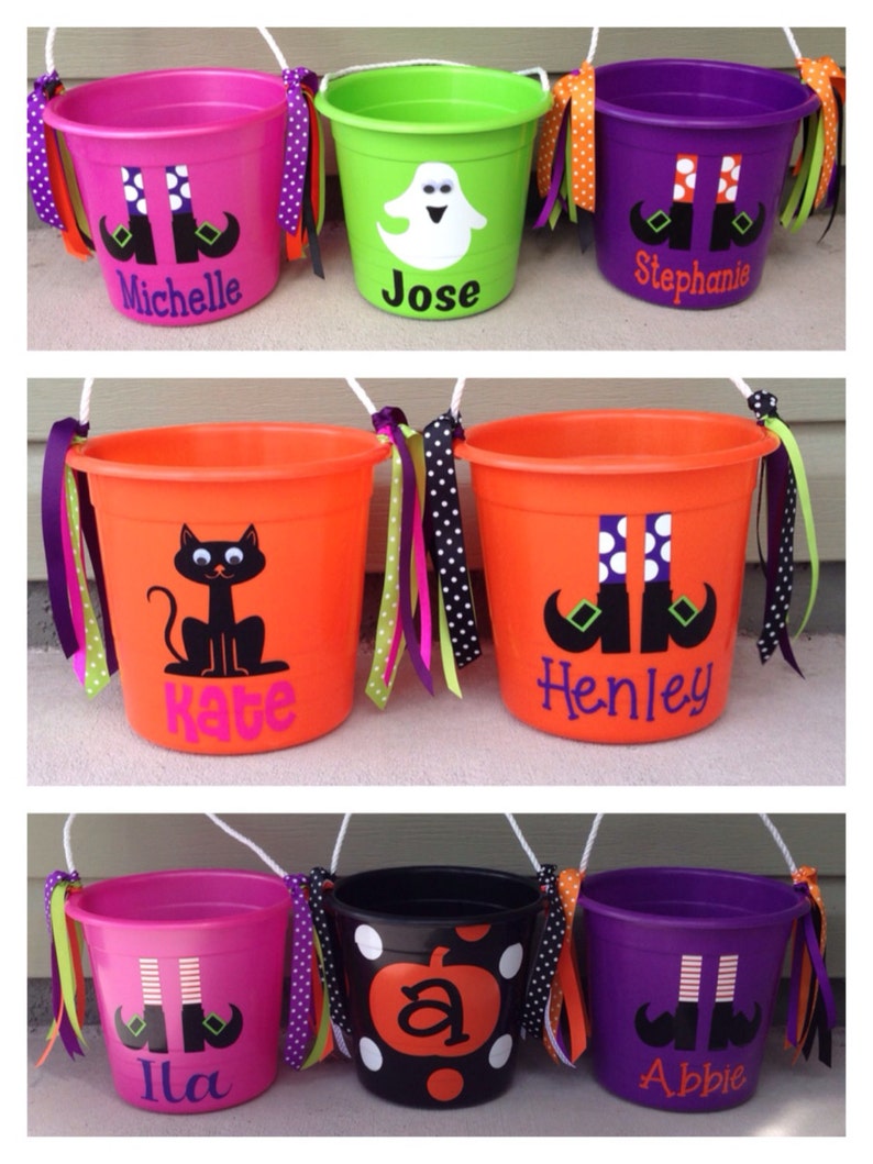 Halloween Personalized Plastic Pail Bucket With Rope Handle Etsy