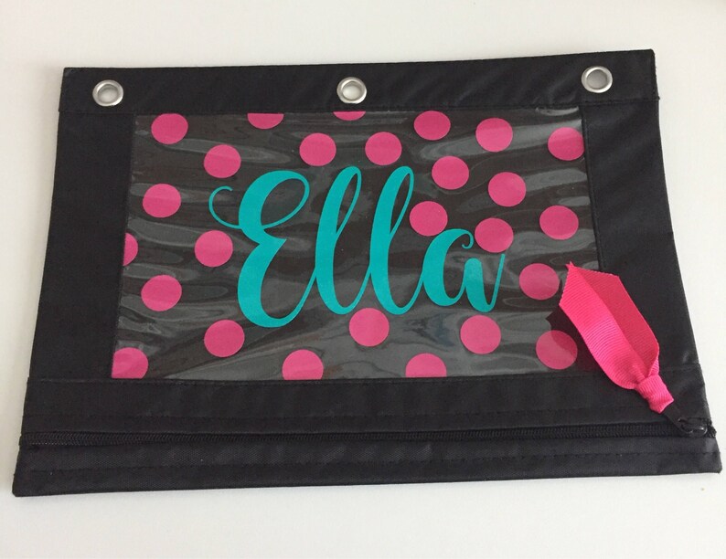 Personalized plastic Pencil Binder Pouch Kids Back to school Etsy