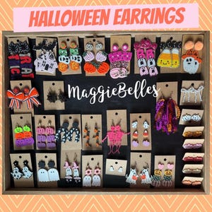 Halloween spooky seed bead earrings orange ghost boo trick treat mom mama party