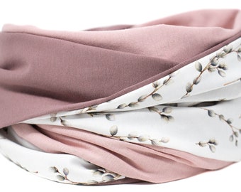 Nursing cloth, large loop scarf, nursing scarf, mauve, old pink, women's loop scarf, old mauve, jersey scarf, XL scarf, reversible scarf
