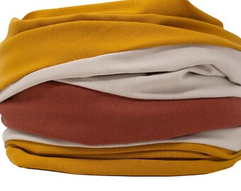 Loop scarf made of linen mustard yellow rust red terracotta beige and jersey gift sister mother wife grandma teacher girlfriend brother