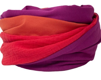 Muslin scarf, women's scarf, orange, purple, fuchsia, pink, orange, scarf, stole, rust, pink, cardinal, muslin, muslin scarf, neckerchief