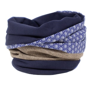 Loop scarf, Asanoha, Japan Design, navi, dark blue