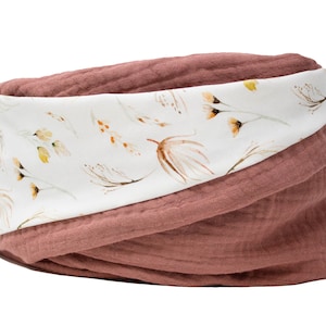 Muslin, muslin scarf, boho, bohemian, summer scarf, neck scarf, women&#39;s scarf, customizable, loop scarf, clay pink, birthday gift