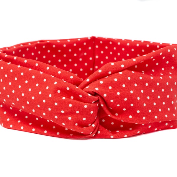 rockabilly ,Stirnband, Haarband, turbanstyle, POLKA DOTS, Rot, BOHO, weisse Punkte