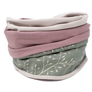 Bufanda de lactancia, bufanda de bucle XL mujeres, bufanda de bucle mujeres, malva, malva viejo, rosa viejo, rosa arcilla, rosa viejo, rosa viejo, bufanda de lactancia, ramas, floral