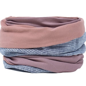 Berry, women&#39;s scarf, customizable, loop scarf with stripes, jersey scarf, mauve, jersey scarf, birthday gift