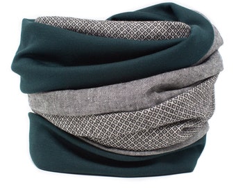 Men&#39;s scarf linen, diamond, moss green, men&#39;s scarf, men&#39;s loop scarf, men&#39;s loop scarf, women&#39;s scarf, women&#39;s scarf, warm loop scarf