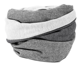 Loop scarf Loop scarf herringbone black gray scarf