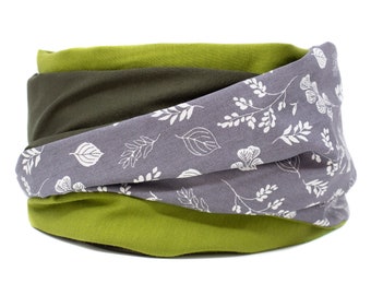 Flower Loop scarf Loop scarf Loop scarf may green flowers olive green