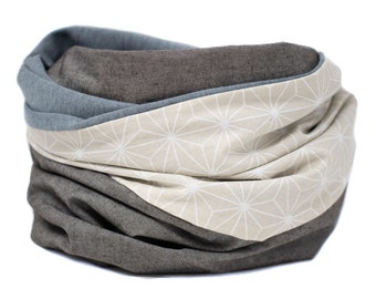 Loop Scarf Tube Scarf Asanoha Japan Pattern Gift Beige Brown