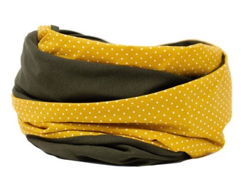 Loop scarf Loop scarf Loop scarf mustard yellow dots olive green polka dots