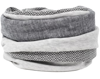 Men's scarf linen, RAUTE, scarf men, loop scarf men, loop scarf men, women's scarf, scarf for women, warm loop scarf