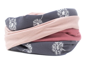 Dandelion, paradise, urban style loop, loop scarf, gray, pink, rose, soft