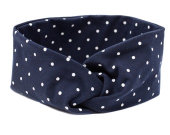 Polka dots / headband / hair band / headband / bandeau / dots / basic headband / blue / hair band navi / dark blue