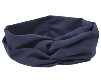 Headband, turbanstyle, dark blue, navi, hair band