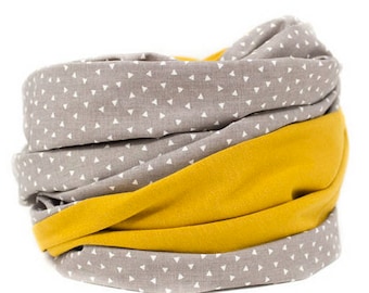 Hipster Loop Nursing Scarf Mustard Yellow Taupe Extra Wide Tube Scarf Cotton Jersey Loop Scarf Reversible Scarf Triangles Xxl Loop