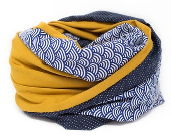 Loop Scarf Loop Scarf Tube Scarf mustard yellow waves