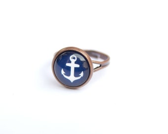 Handmade Made in Germany Ohrhänger 925 silber Mini Kronkorken Anker schwarz weiß Cabochon 925 silber