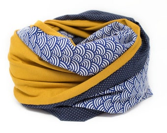 Loop Scarf Loop Scarf Tube Scarf mustard yellow waves