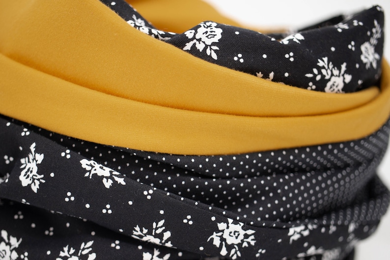 Black mustard yellow scarf loop scarf loop Etsy