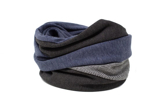 ROYAL MONOGRAM SCARF - Black & grey melange