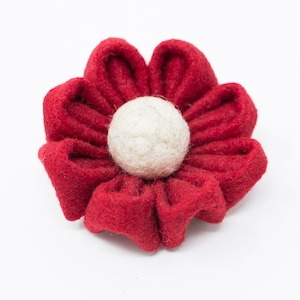 brooch felt pin red flower