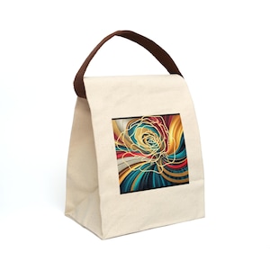 Elegant Floral Canvas Lunch Bag, Eco-Friendly Tote, Stylish Sandwich Carrier, Art-Inspired Snack Bag, Ideal for School, Work, Picnics