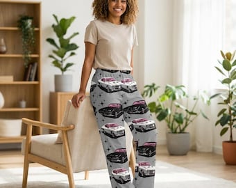 Retro muskelbilsmönster pyjamasbyxor för kvinnor | Heltryck med vintagebilar