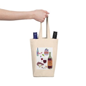 Wine Enthusiasts Double Wine Tote Bag - Stylish Wine Carrier for Picnics, Gifts, Celebrations, Best Friend&#39;s Day, Hostess Gift