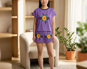 Sunflower MOM Pajama Set Shorts Top | Women's Sleepwear