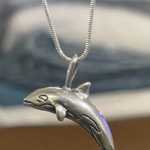 Orca killer whale pendant - sterling silver