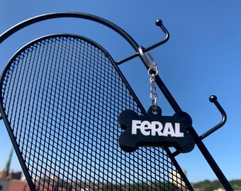 Feral Collar Tag – Resin Kink Charm, Prey Keychain, Handmade Queer Pet Play Accessory