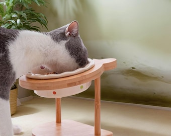 Comedero y soporte para mascotas de madera, comedero elevado para mascotas, soporte para comedero de perro, soporte para comedero de granja, comedero para gatos hecho a mano