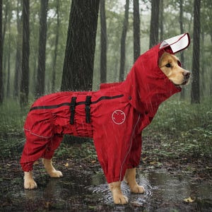 Reflective Waterproof Dog Rain Coat – Custom Name Photo Pet Jacket Adjustable, Lightweight, Breathable