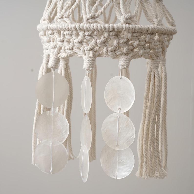 Shell Disc Lamp Shade Ceiling Macrame Lamp, Woven Table Lamp, Vintage Shade - Etsy