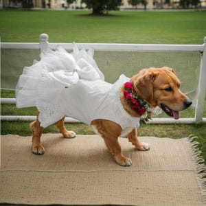 ウェディング犬用ドレス | 犬の誕生日ドレス | 犬の花嫁介添人ドレス | アイボリーのウェディング犬用ドレス | 犬服 XS-L | 白い犬用ドレス