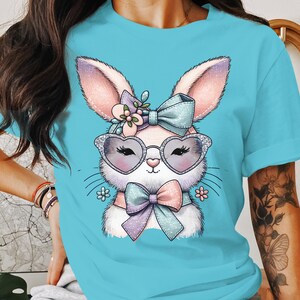 Cute Bunny T Shirt, Adorable Rabbit Shirt, Cartoon Bunny Graphic Tee, Bunny With Glasses Shirt, Kids Animal T Shirt, Pastel Bunny Tee