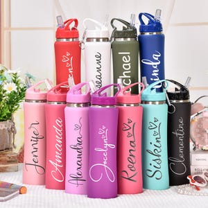 Engraved Insulated Water Bottle with Straw: Personalized Stainless Steel Tumbler