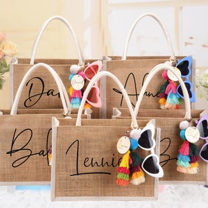 Monogram Beach Tote Bag, Bridesmaid Gift Bag,Bachelorette Party Bag,Jute Bag,Personalized Burlap Bag,Bridesmaid Beach Bag,Wedding,Bag