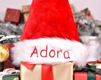 Gepersonaliseerde geborduurde kerstmuts: aangepaste kerstmuts kerstfeest, kerstmuts, geborduurde muts, kerstcadeaus, kerstmuts