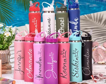 Engraved Insulated Water Bottle with Straw: Personalized Stainless Steel Tumbler