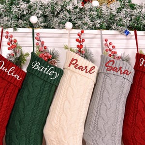 Embroidered Christmas Stocking,Knitted Stockings With Name,Monogram Stocking,Personalized Family Christmas Stockings,Holiday Decor Gift