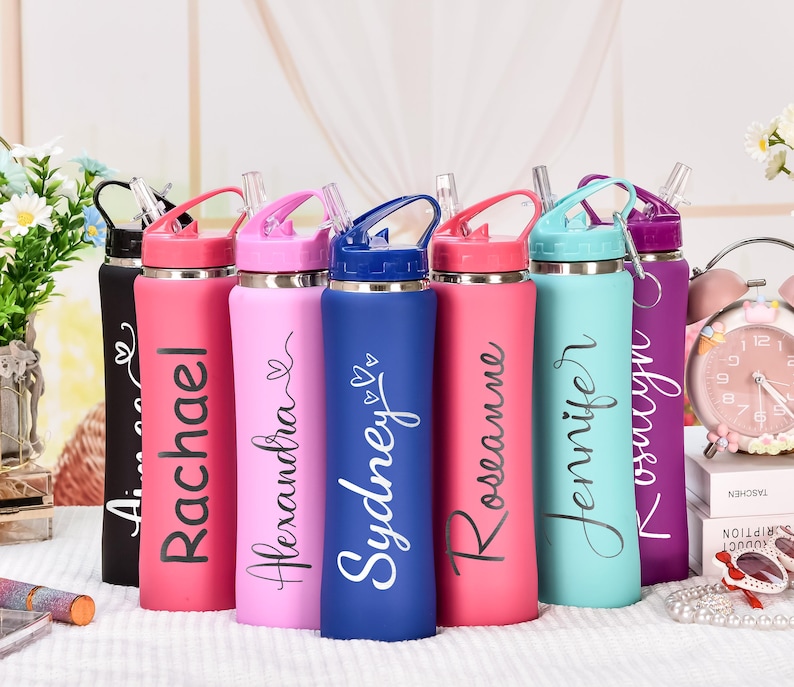 Engraved Insulated Water Bottle With Straw: Personalized Stainless ...