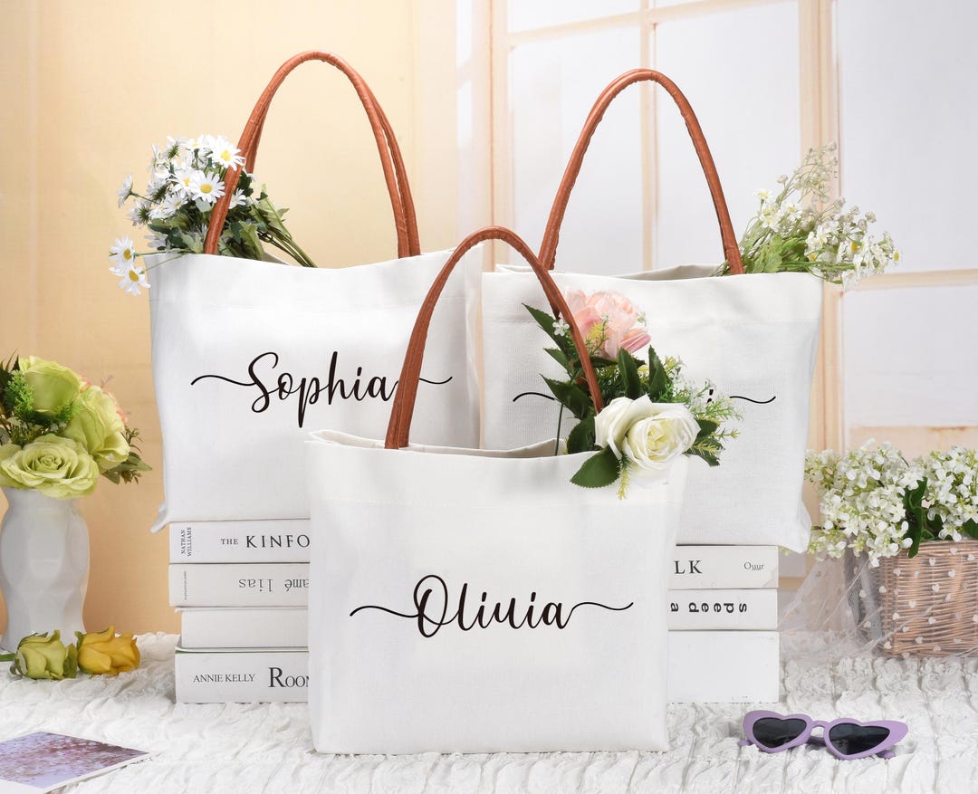 Personalized Bridesmaid Tote Bags,bridesamaid Gift Bag With Name,beach ...