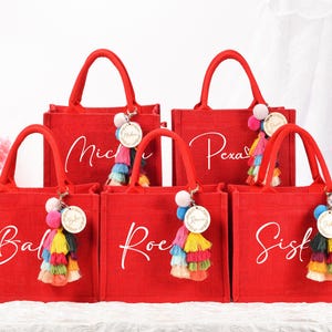 Holiday Gift Bags with Name, party bags, Custom gift bag & Charm, Christmas Eve Gift Bags, Xmas Holiday Presents