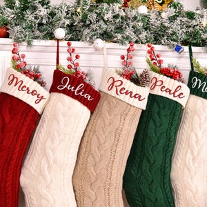 Embroidered Christmas Stocking,Knitted Stockings With Name,Monogram Stocking,Personalized Family Christmas Stockings,Holiday Decor Gift