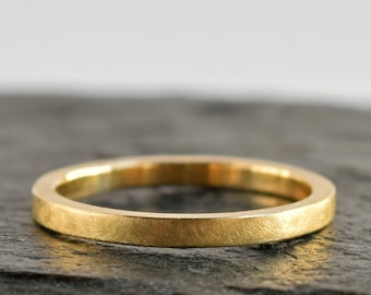 18K Gold Ring - 2mm gold wedding band - Made To Order - 18K Stacking Ring - Narrow Gold Ring - Minimalist Gold Ring - Delicate 18 Karat Ring